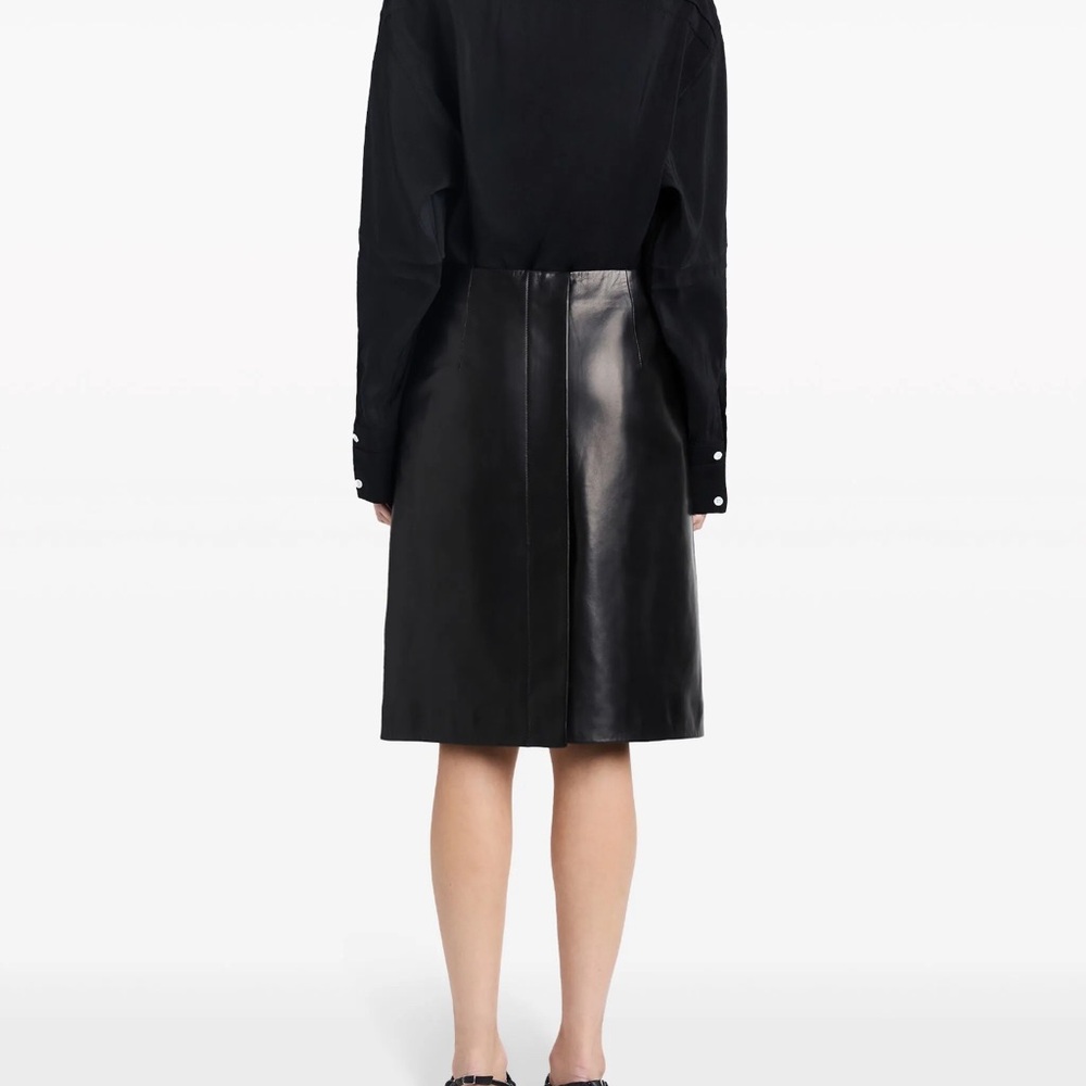 Proenza schouler black leather skirt 
With slit
Size 4